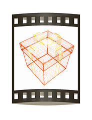 Image showing colorful gift box concept. 3d illustration. The film strip.