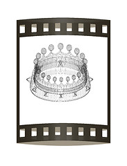 Image showing Crown. 3D illustration. The film strip.