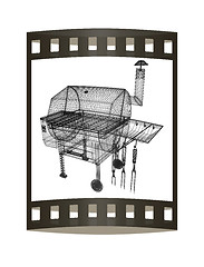 Image showing BBQ grill. 3d illustration. The film strip.