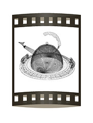 Image showing Teapot concept. 3d illustration. The film strip.