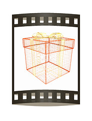 Image showing colorful gift box concept. 3d illustration. The film strip.