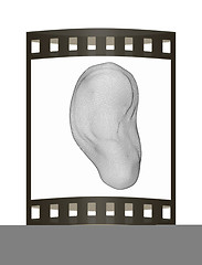 Image showing Ear digital model. 3d illustration. The film strip.