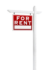 Image showing Left Facing For Rent Real Estate Sign Isolated on a White Backgo