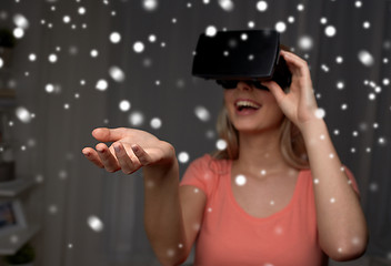 Image showing woman in virtual reality headset or 3d glasses