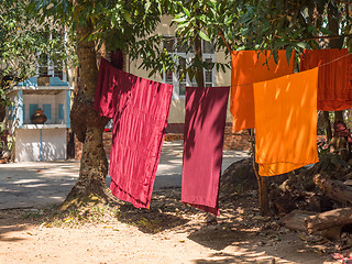 Image showing Monk robes drying in Yangon