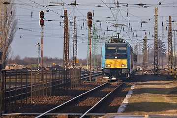 Image showing Passanger train arriving