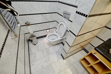 Image showing Toilet seat open