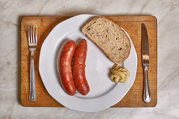 Image showing Simple sausages dinner