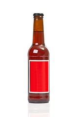 Image showing Beer bottle on a white