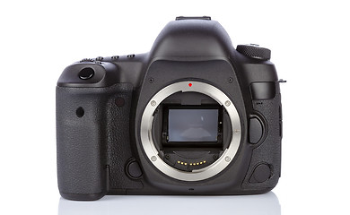 Image showing Dslr camera back side on white 