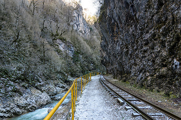 Image showing Railway in the mountain gorge