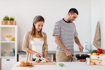 Image showing couple cooking food at home kitchen