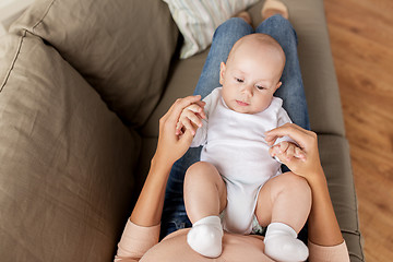 Image showing mother with little baby boy at home