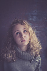 Image showing Portrait of a young sad girl.