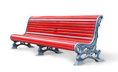 Image showing Red park bench