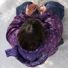 Image showing Girl Making Snowball