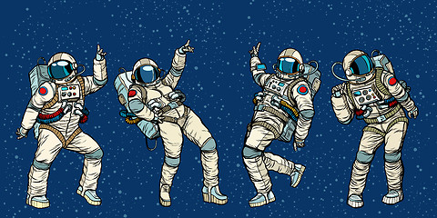 Image showing Disco party astronauts dancing men and women