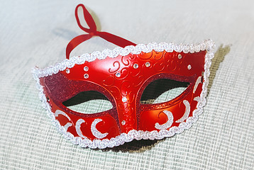 Image showing Red Masquerade Mask Closeup