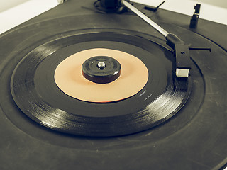 Image showing Vintage looking Vinyl record on turntable