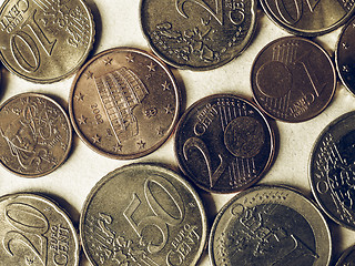 Image showing Vintage Euro coins flat lay