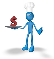Image showing cook and plate with dollar symbol - 3d rendering