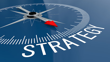 Image showing Blue compass with strategy word