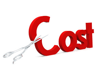 Image showing Cut cost with scissor isolated on white