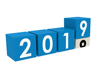 Image showing New year 2019 blocks in blue