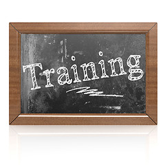 Image showing Training text written on blackboard