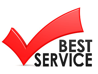 Image showing Best service word with red check mark