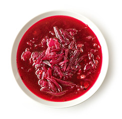 Image showing bowl of beet root soup borsch