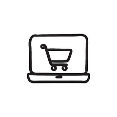 Image showing Online shopping sketch icon. 