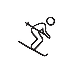 Image showing Downhill skiing sketch icon.