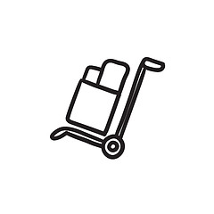 Image showing Shopping handling trolley sketch icon.