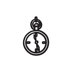 Image showing Pocket watch sketch icon.