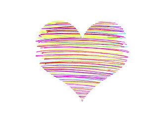 Image showing Abstract heart with bright colorful strokes pattern 