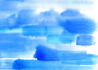 Image showing Abstract blue watercolor background 