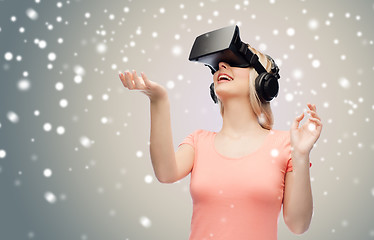 Image showing woman in virtual reality headset or 3d glasses