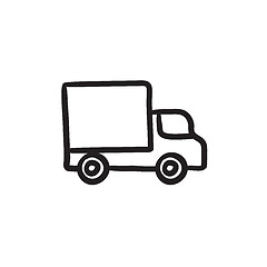 Image showing Delivery van sketch icon.