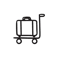 Image showing Luggage on trolley sketch icon.