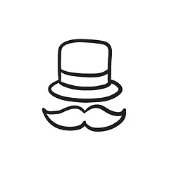 Image showing Hat and mustache sketch icon.