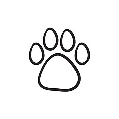 Image showing Paw print sketch icon.