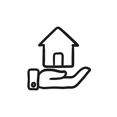 Image showing House insurance sketch icon.