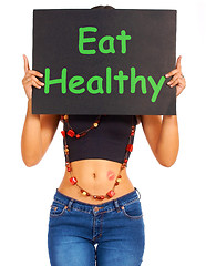 Image showing Eat Healthy Sign Shows Eating Well For Health