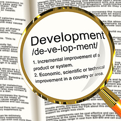 Image showing Development Definition Magnifier Showing Improvement Growth Or A