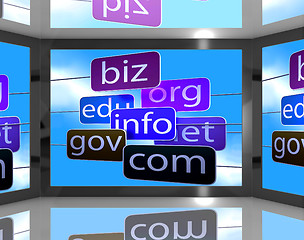 Image showing Domains On Screen Shows Different Types Of Websites