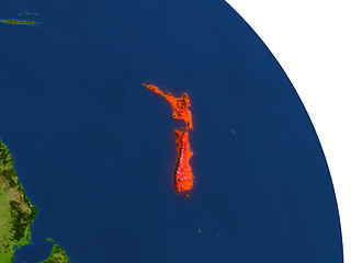 Image showing Map of New Zealand in red