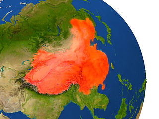 Image showing Map of China in red