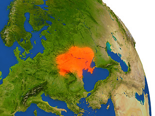 Image showing Map of Ukraine in red