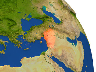 Image showing Map of Syria in red